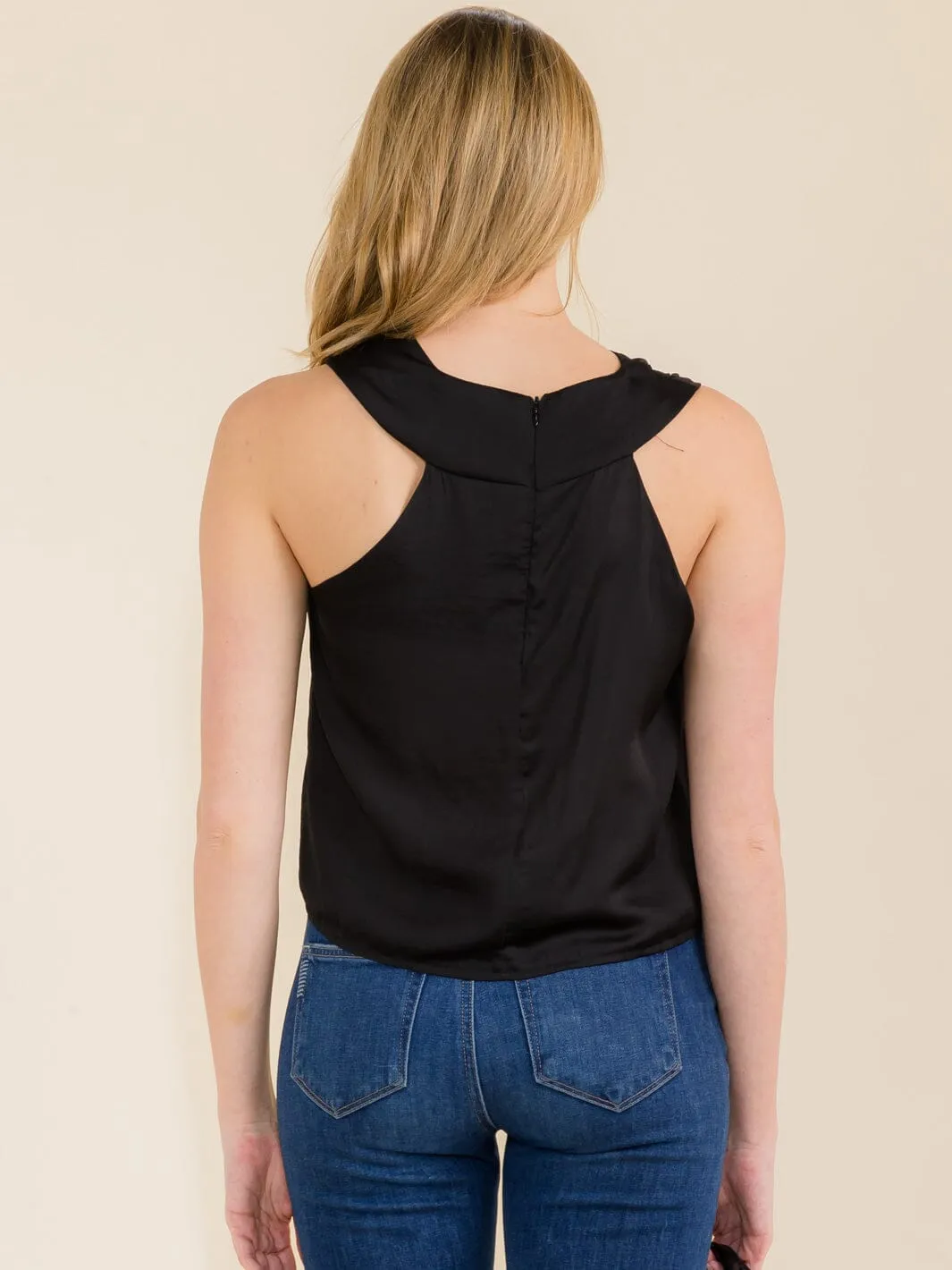 WOMEN'S SLEEVELESS COWL NECK TANK TOP