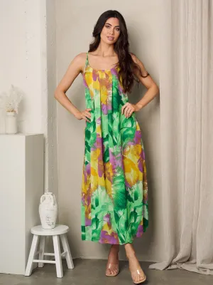 WOMEN'S SLEEVELESS FLORAL MAXI DRESS