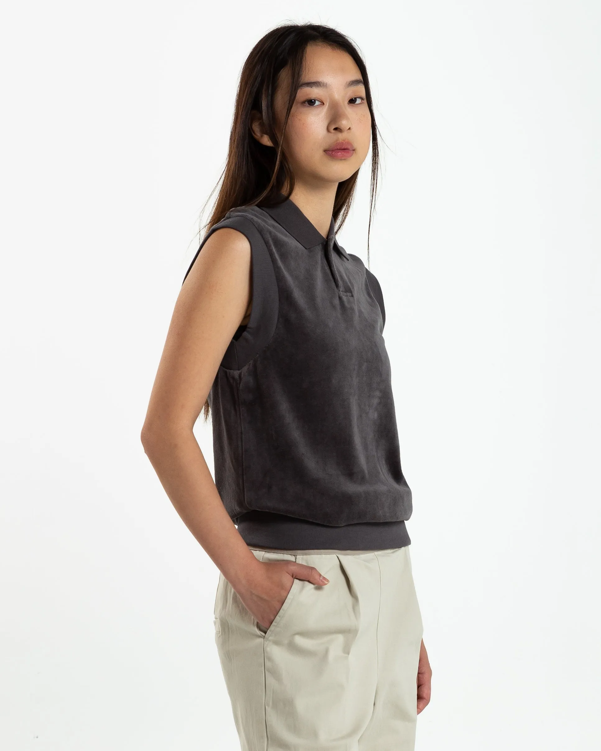 Women's Sleeveless Polo in Iron