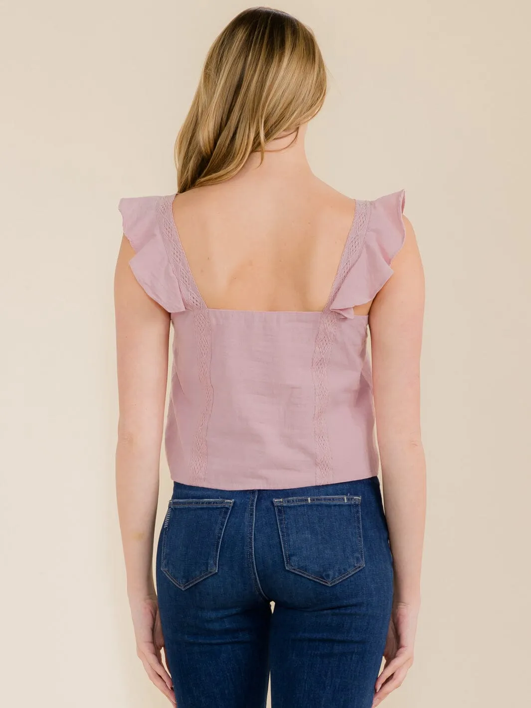 WOMEN'S SLEEVELESS RUFFLE TANK TOP