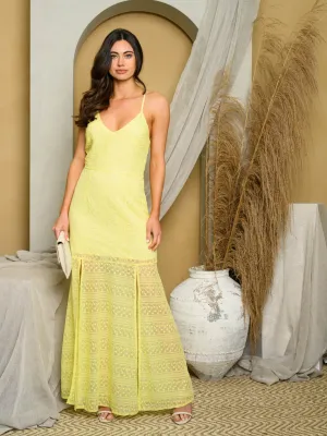 WOMEN'S SLEEVELESS V-NECK LACE MAXI DRESS