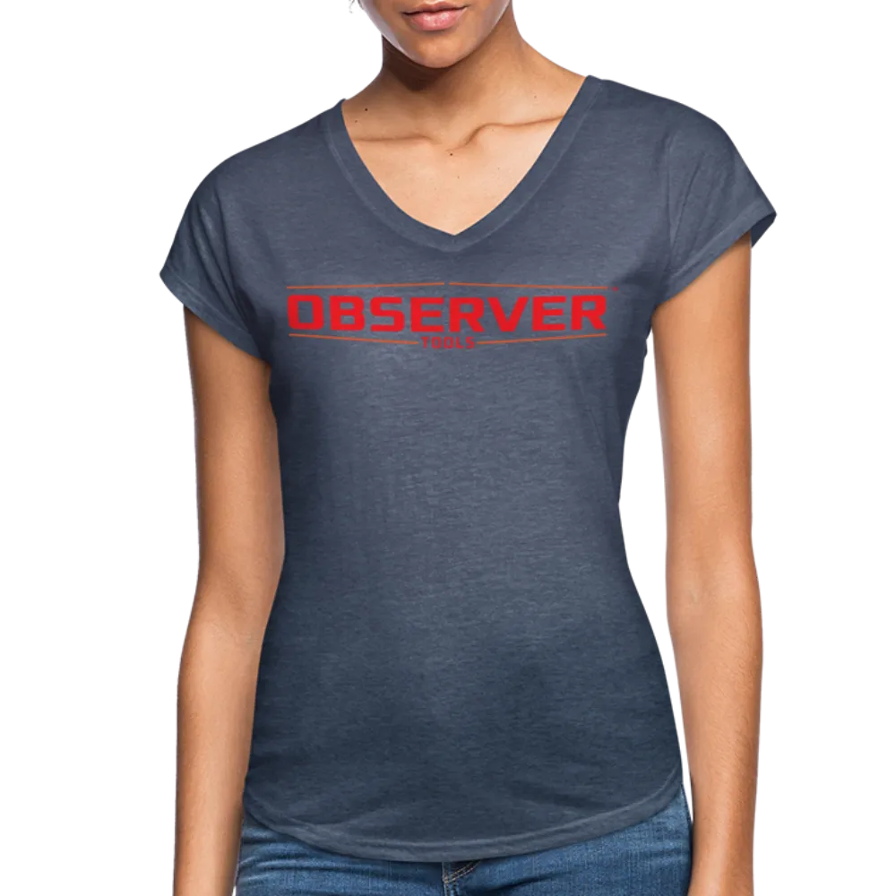 Women's Slim-Fit V-Neck T-Shirt - Orange Logo