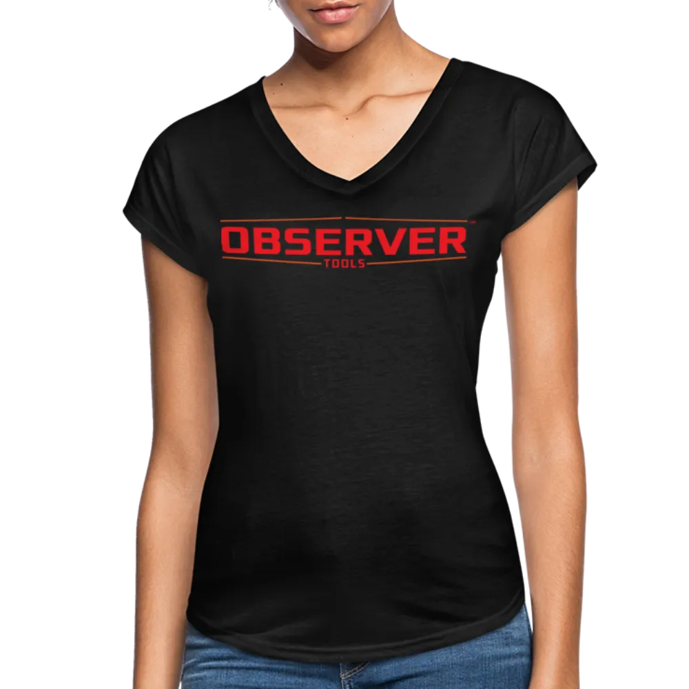 Women's Slim-Fit V-Neck T-Shirt - Orange Logo
