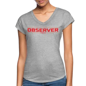 Women's Slim-Fit V-Neck T-Shirt - Orange Logo