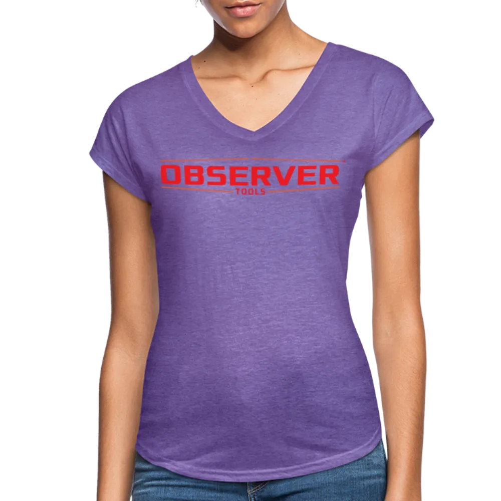 Women's Slim-Fit V-Neck T-Shirt - Orange Logo