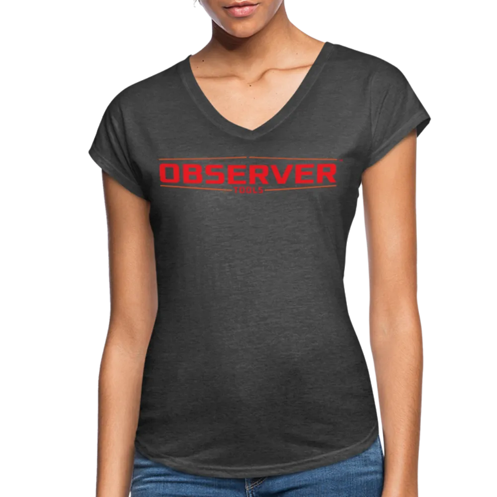 Women's Slim-Fit V-Neck T-Shirt - Orange Logo