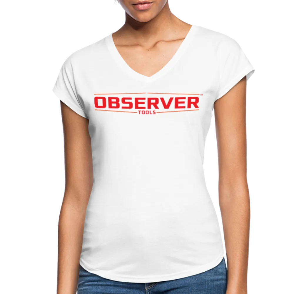 Women's Slim-Fit V-Neck T-Shirt - Orange Logo