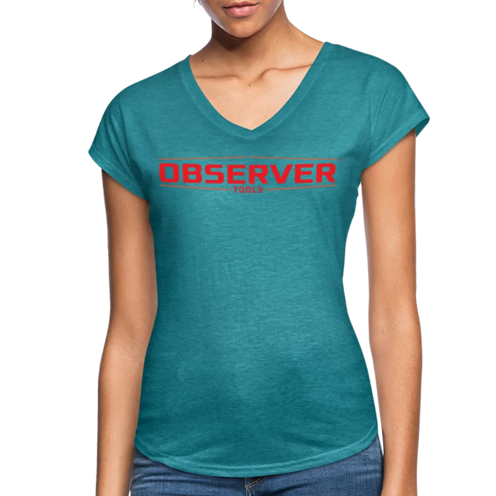 Women's Slim-Fit V-Neck T-Shirt - Orange Logo