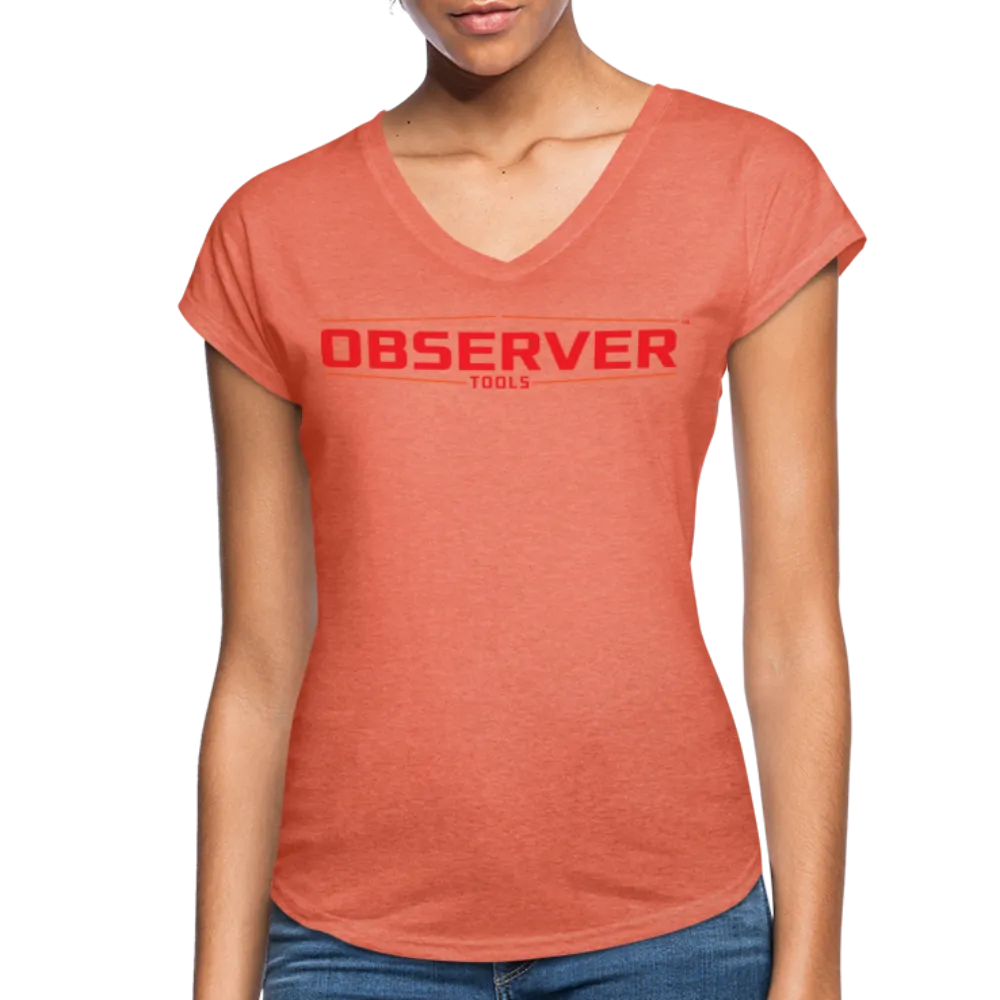 Women's Slim-Fit V-Neck T-Shirt - Orange Logo