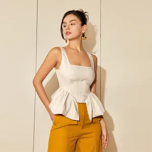 Women's Square Collar Spaghetti-strap Flowy Blouse