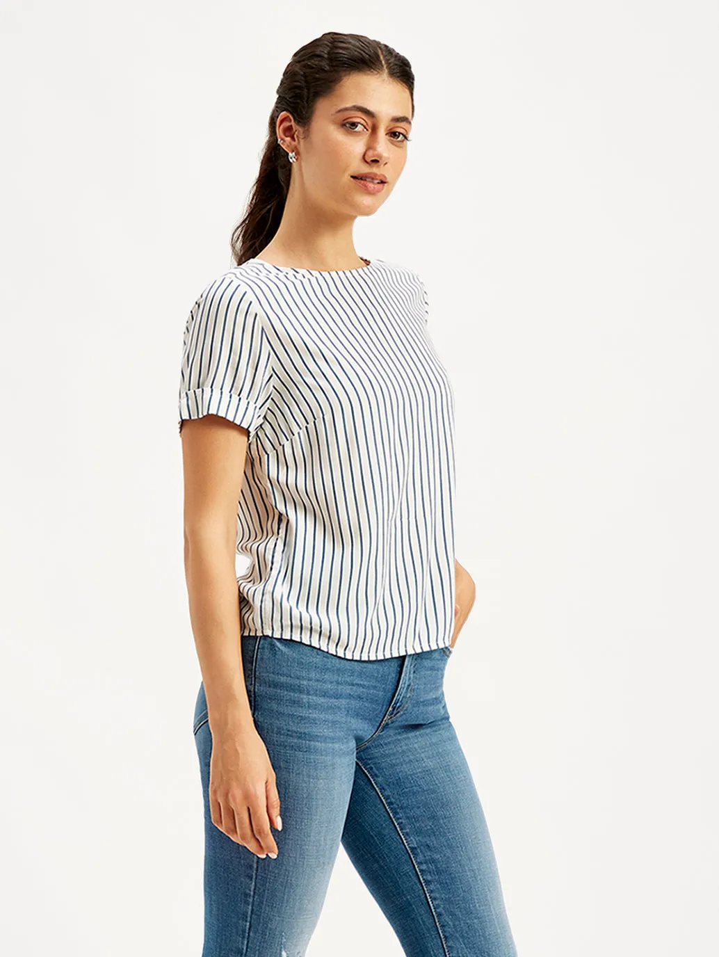 Women's Striped Round Neck Top