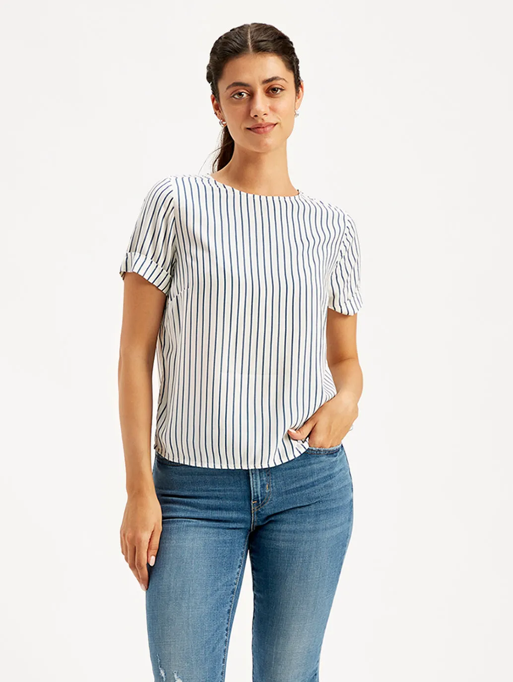 Women's Striped Round Neck Top