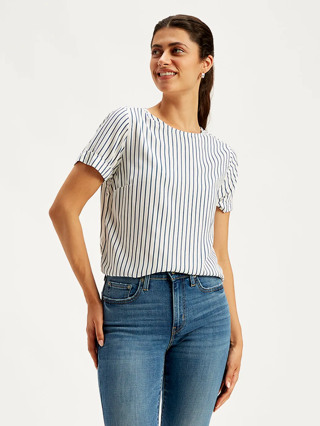 Women's Striped Round Neck Top