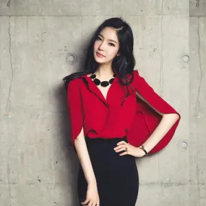 womens tops fashion Elegant Formal Women Top Blouses Cape Shirts Casual Work Wear ladies Chiffon Blouse