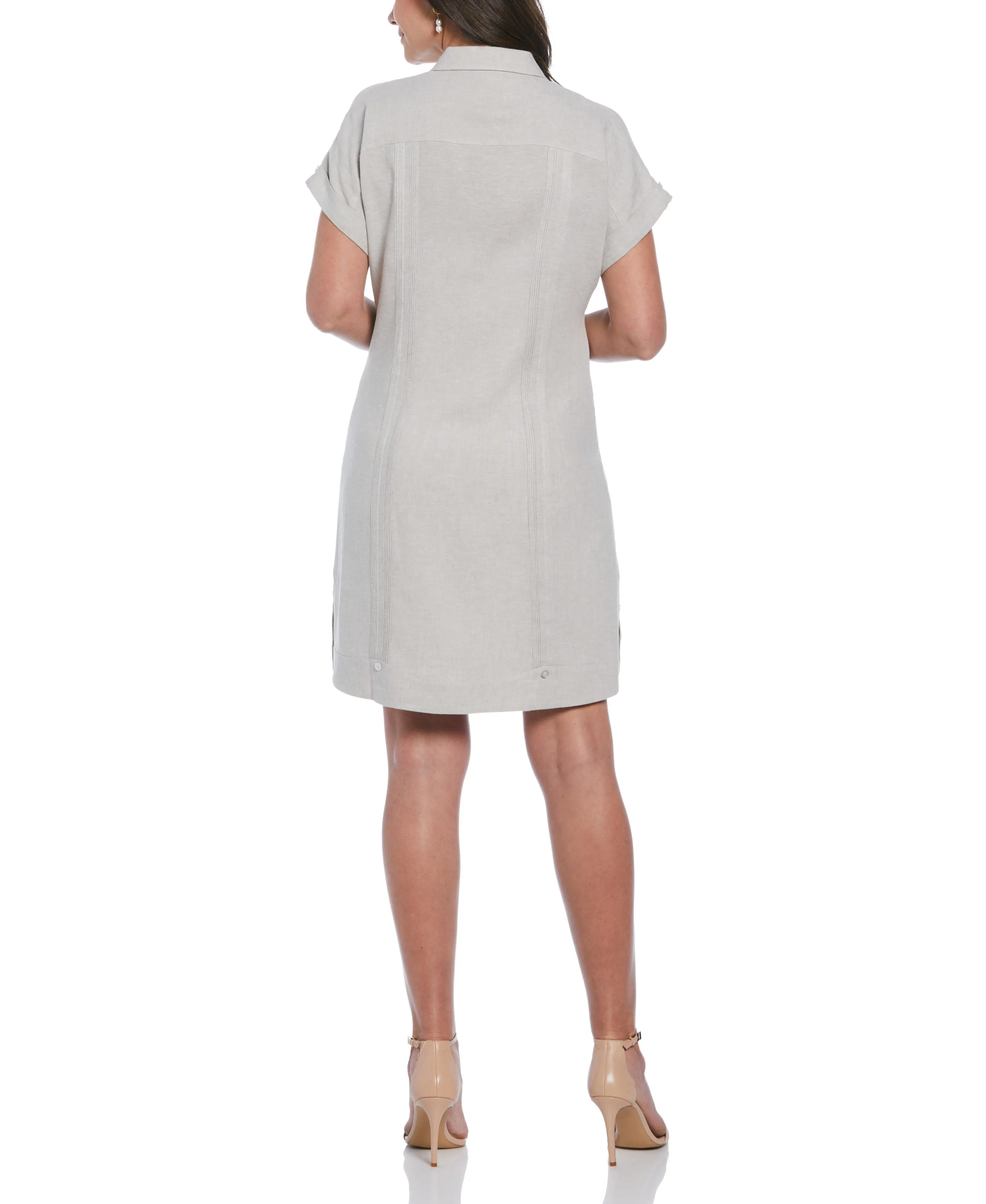 Women's Two-Tone Two-Pocket Linen Blend Guayabera Dress