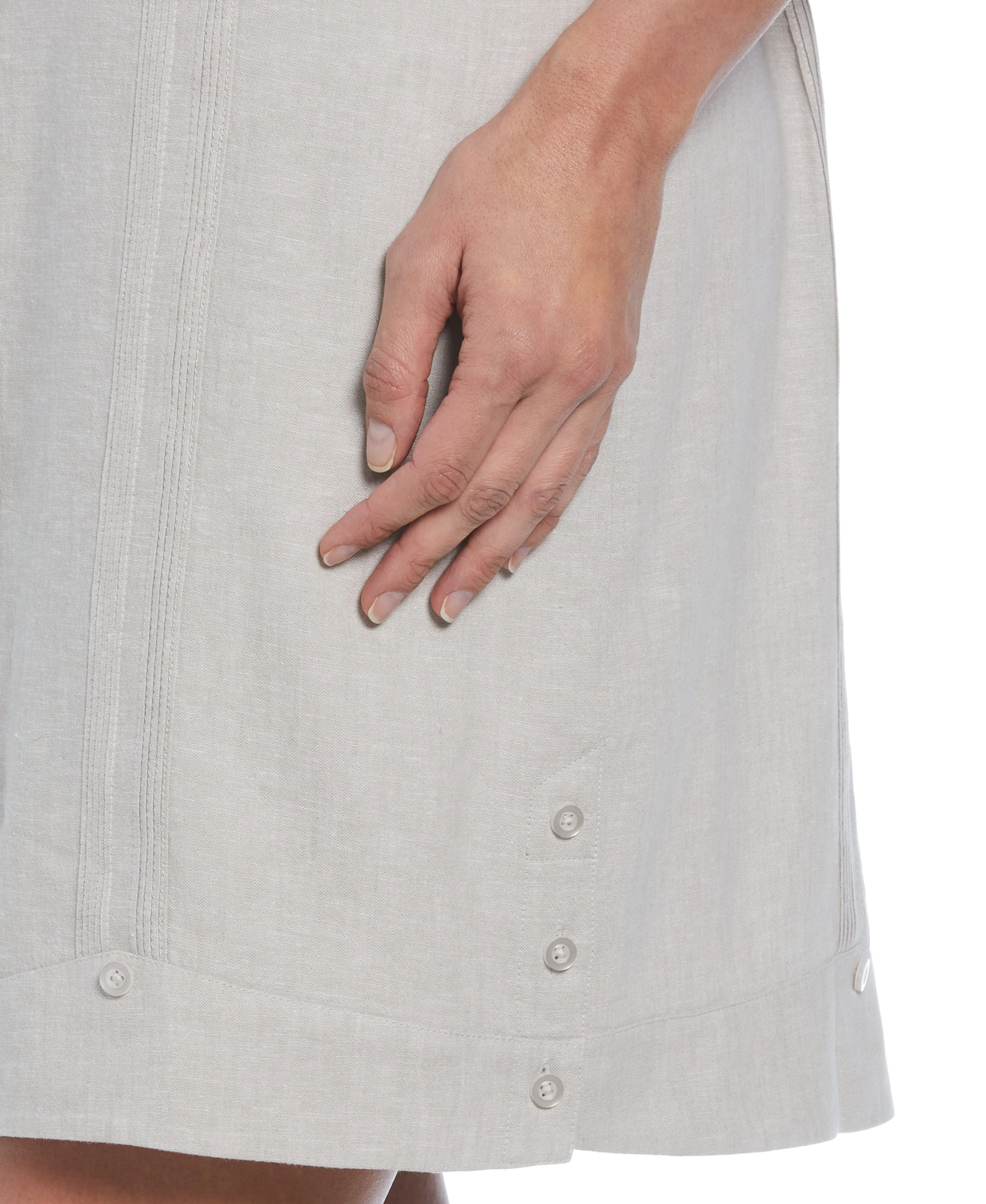Women's Two-Tone Two-Pocket Linen Blend Guayabera Dress