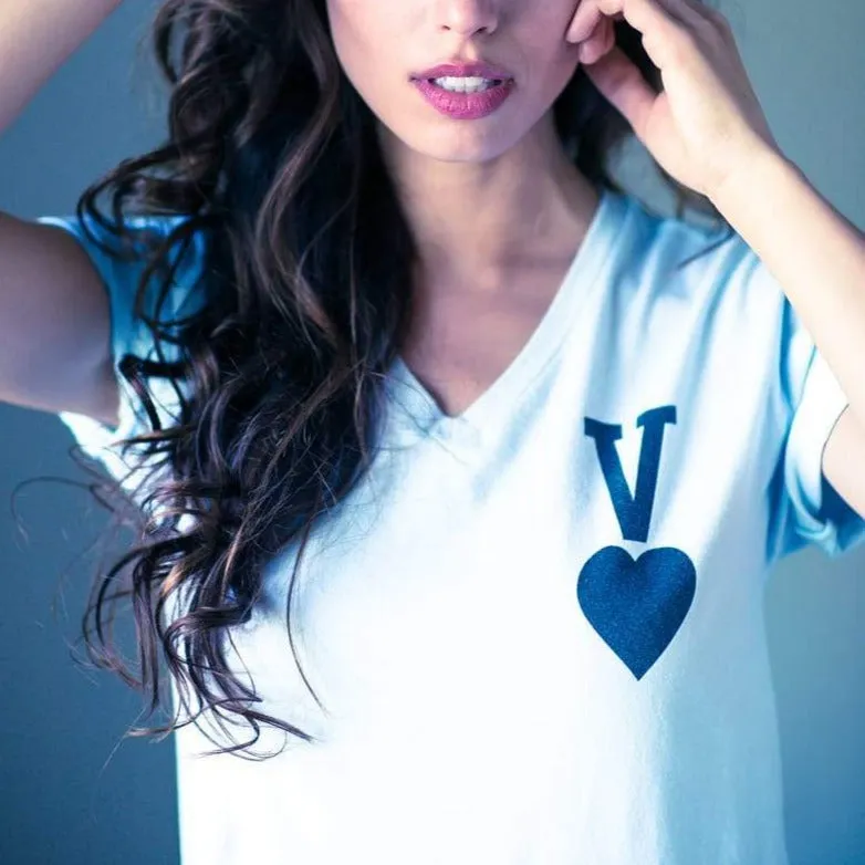 Women's - Vaughn Card Light Blue V-Neck T-Shirt