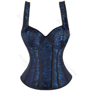 XL Women Corset with Straps Black Overbust Corset Plus Size Floral Jacquard Corset Zipper Top Gothic Steampunk Corset Bustier