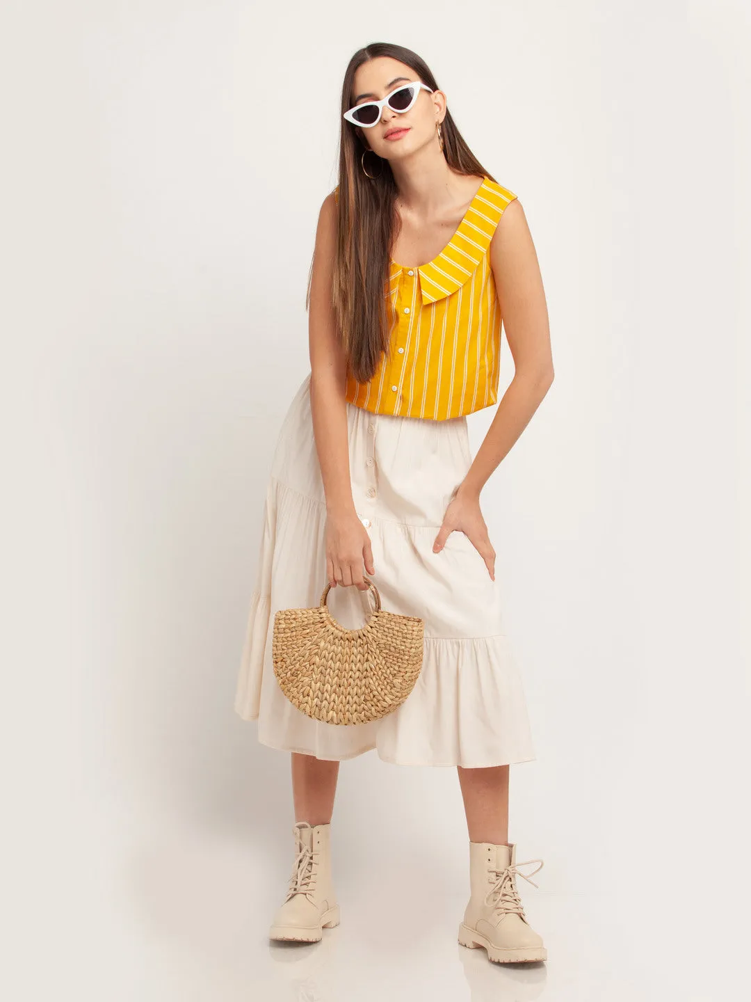 Yellow Printed Layered Top