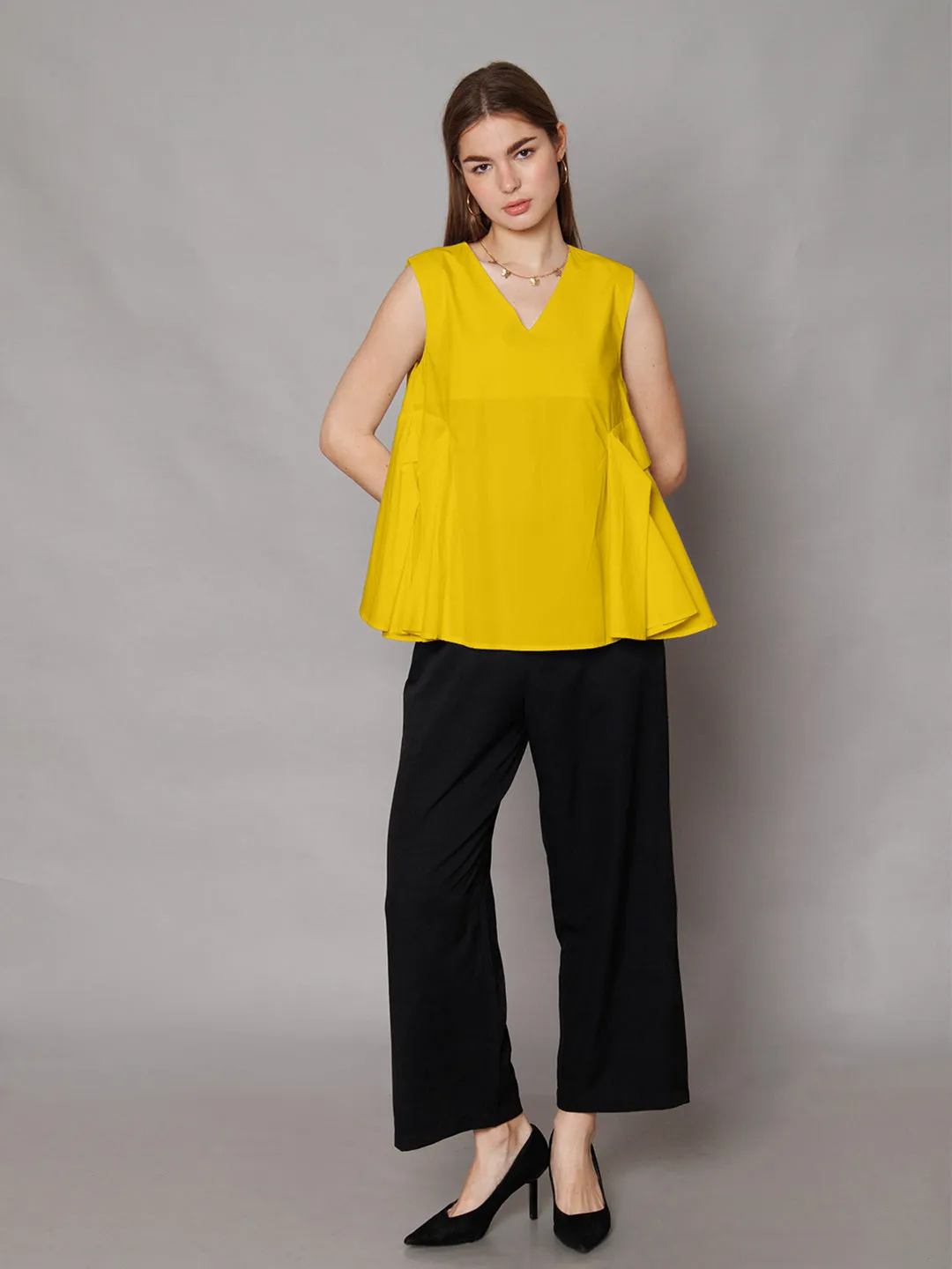Yellow Solid Relaxed Fit Top