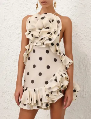 ZIMMERMANN Crush Ruffle Halter Mini Dress