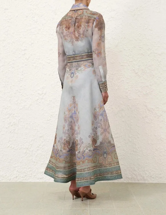 ZIMMERMANN Eden Body Shirt Blue Paisley