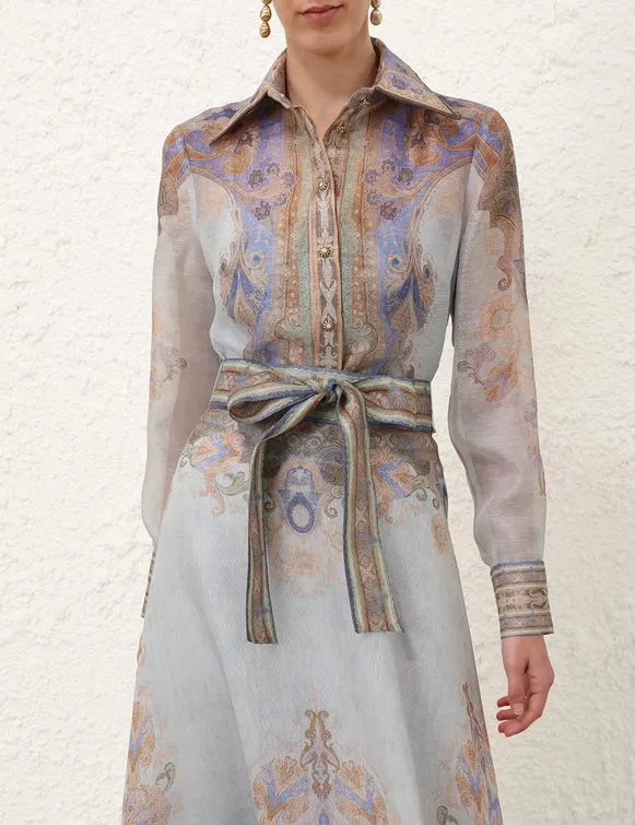 ZIMMERMANN Eden Body Shirt Blue Paisley